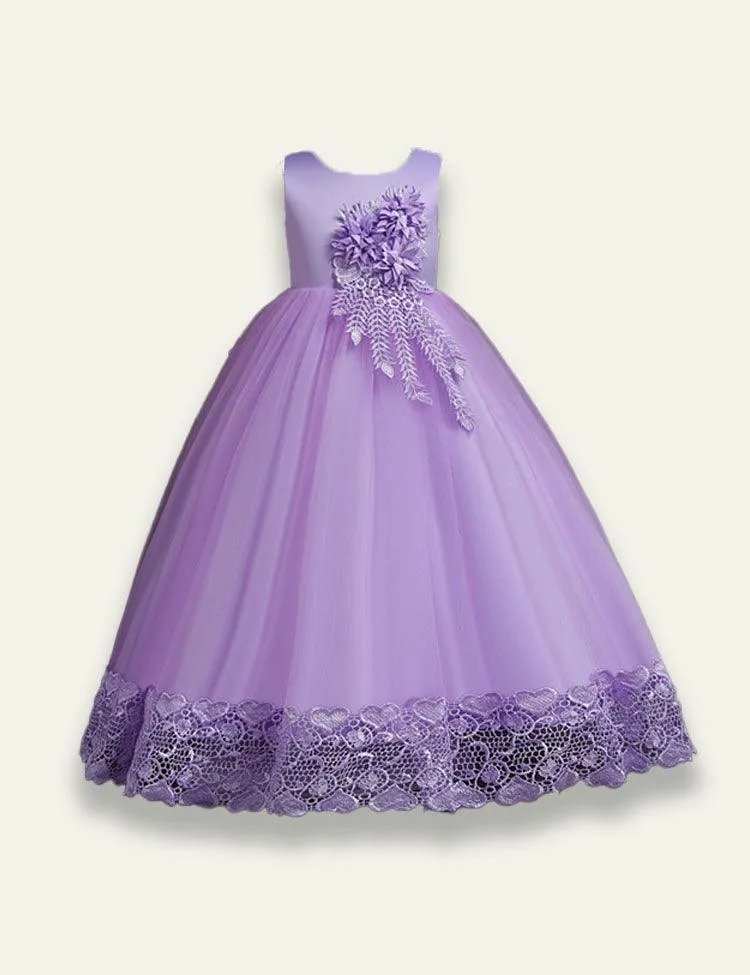 Flower Flat Tail Long Tail Party Dress - Image 3