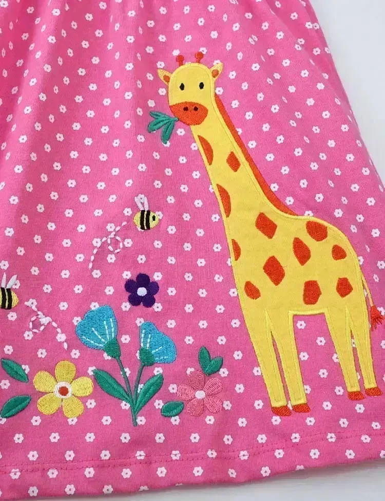 Flower Giraffe Appliqué Dotted Dress - Image 2