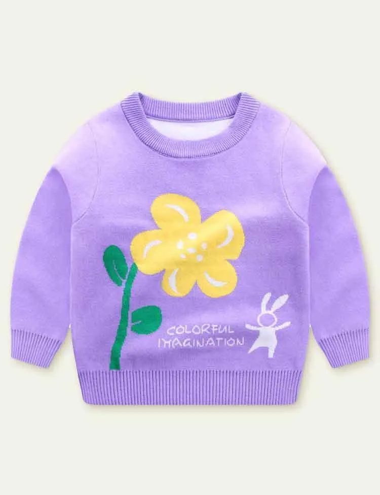 Flower Jacquard Sweater - Image 3