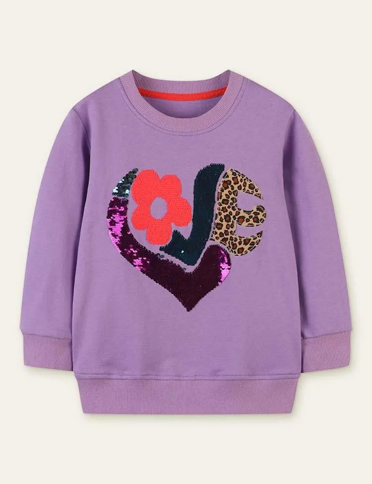 Flower Leopard Sequins Sweatshirt