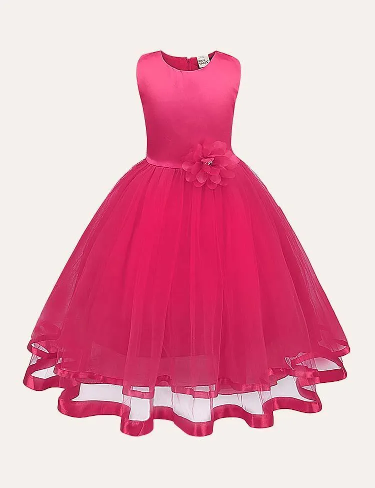 Flower Mesh Party Dress - Image 3