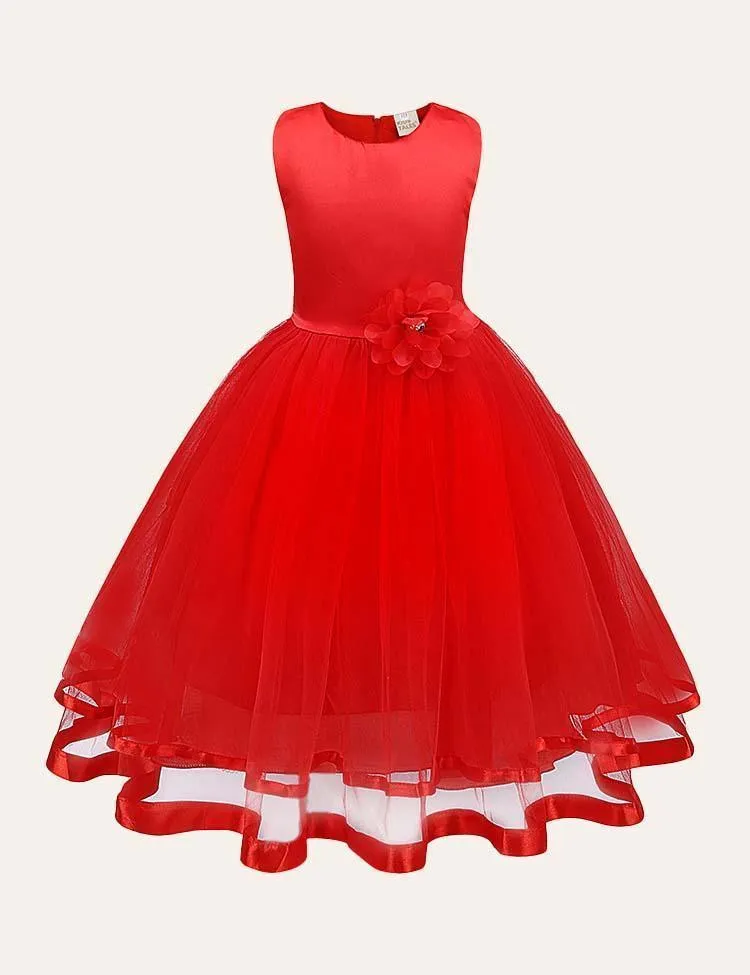 Flower Mesh Party Dress - Image 4