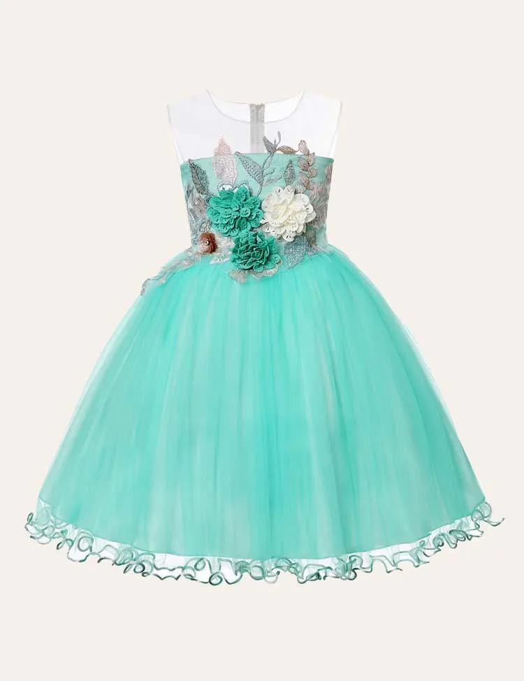 Flower Mesh Party Dress - Image 2