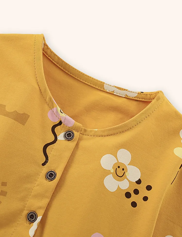 Flower Printed Button Dress - Image 2