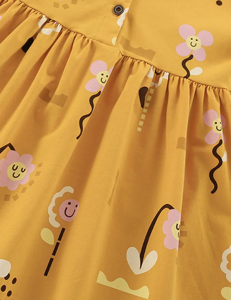 Flower Printed Button Dress - Image 3