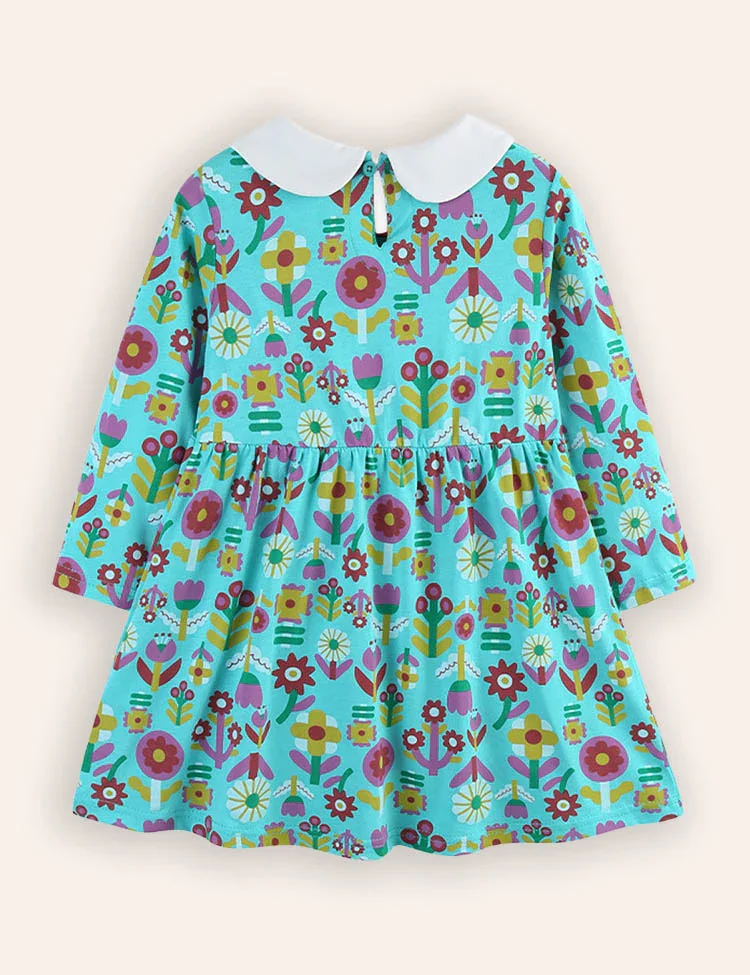 Flower Print Long-sleeved Princess Dress - Image 2