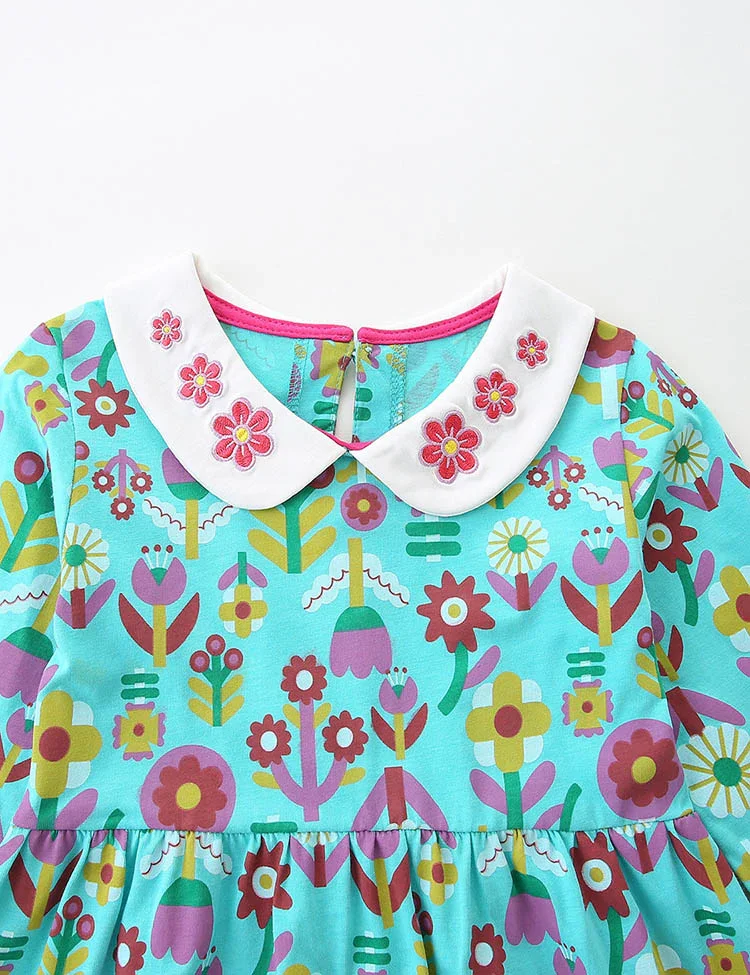Flower Print Long-sleeved Princess Dress - Image 4