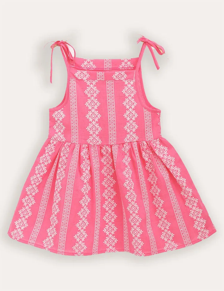 Flower Print Striped Suspender Dress - Image 2