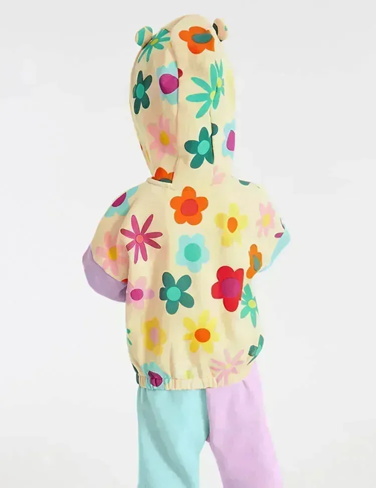 Flower Printed Colorblocked Coat Set - Image 3