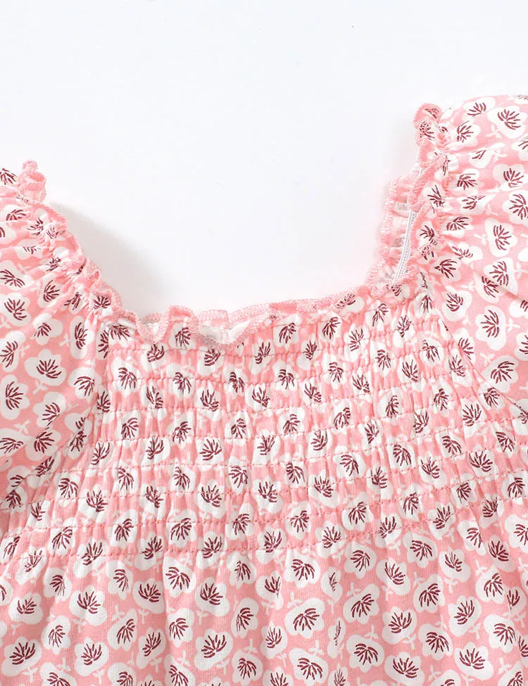 Flower Printed Puff Sleeve Cotton T-shirt - Image 2