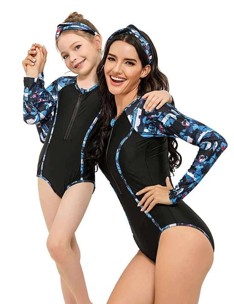 Flower Printed Family Matching Swim Suit