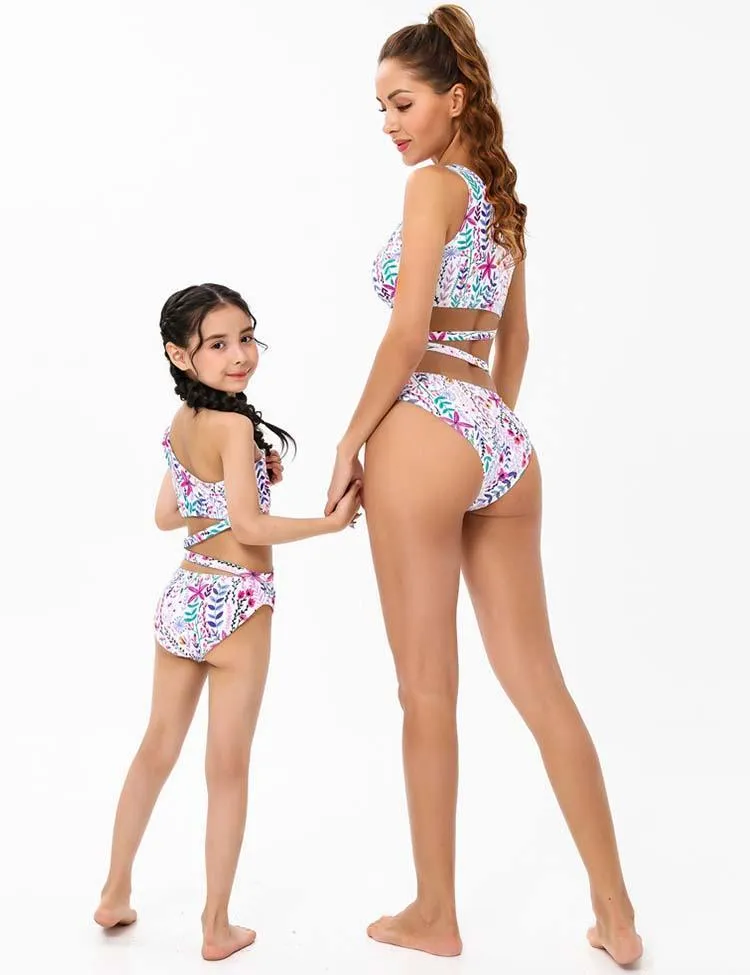 Flower Printed Family Matching Swim Suit - Image 2