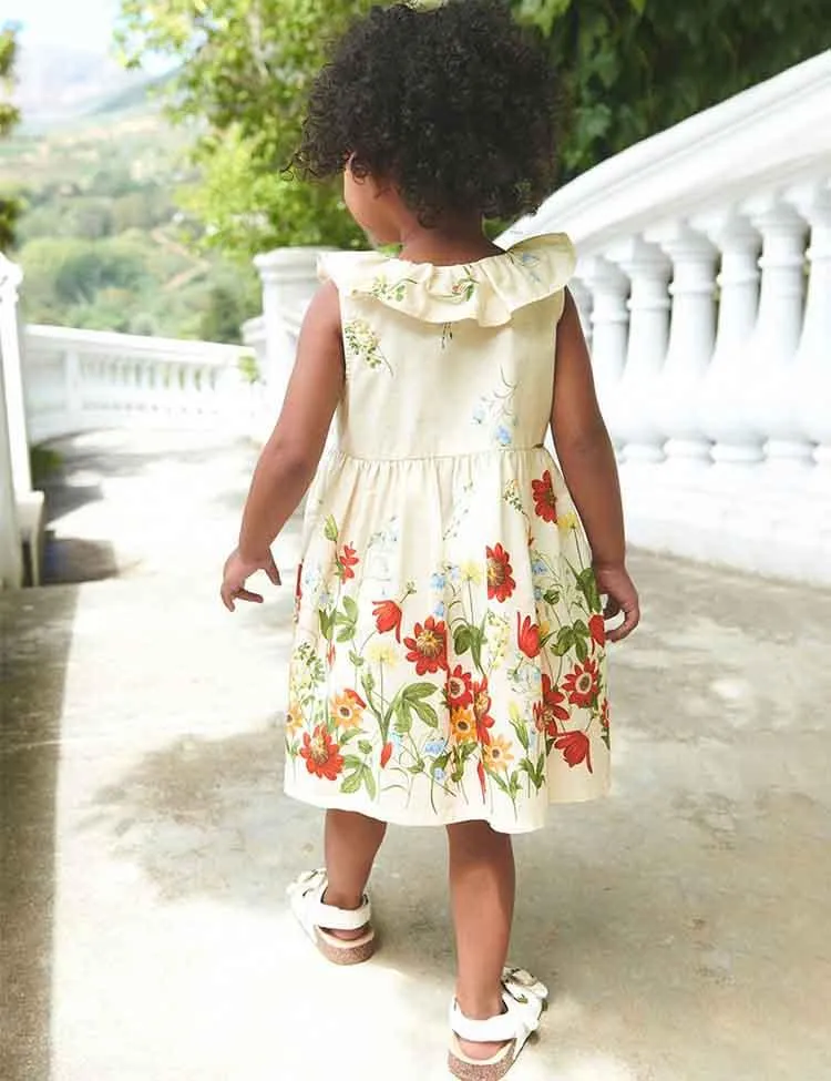 Flower Printed Lotus Collar Dress - Image 3