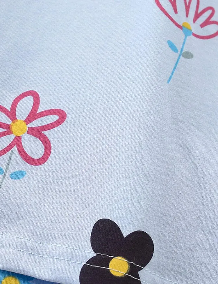 Flower Printed Round Neck Set - Image 2