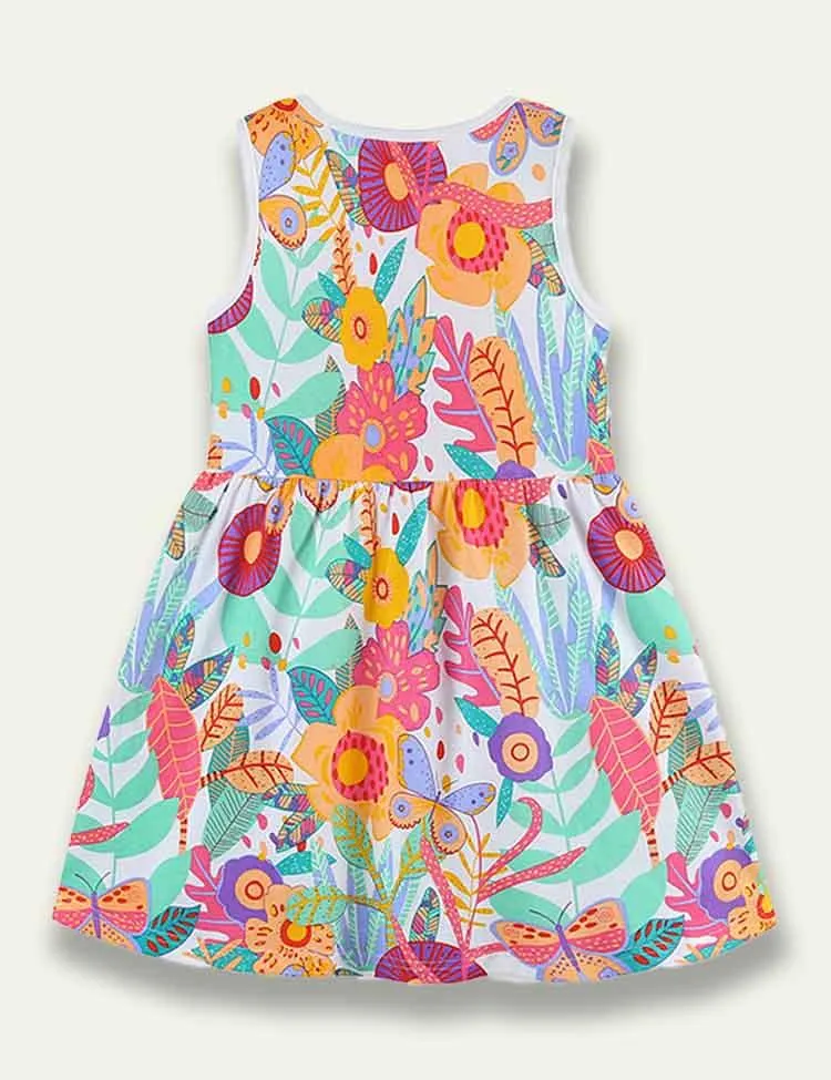Flower Printed Sleeveless Dress - Image 2