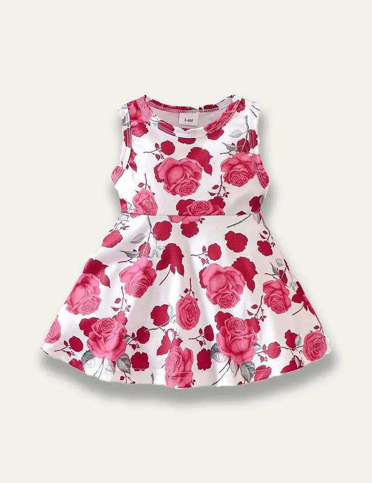 Flower Printed Sleeveless Dress - Image 3
