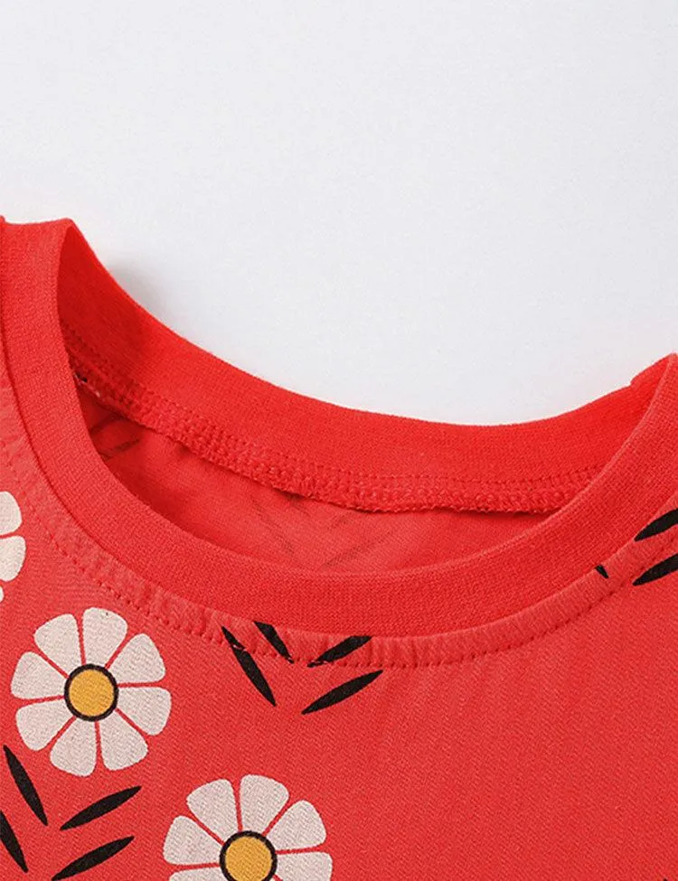 Flower Round Neck Skirt Style T-shirt - Image 4