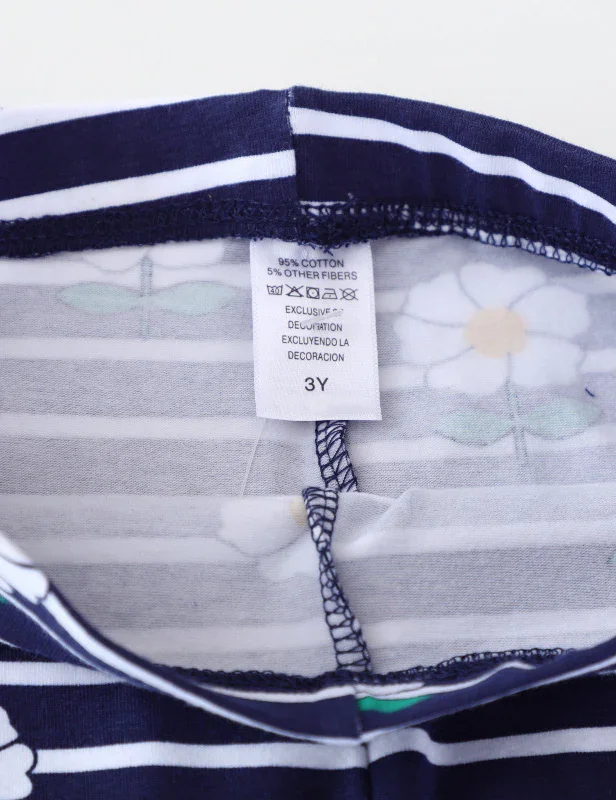 Flower Striped Print Leggings - Image 4