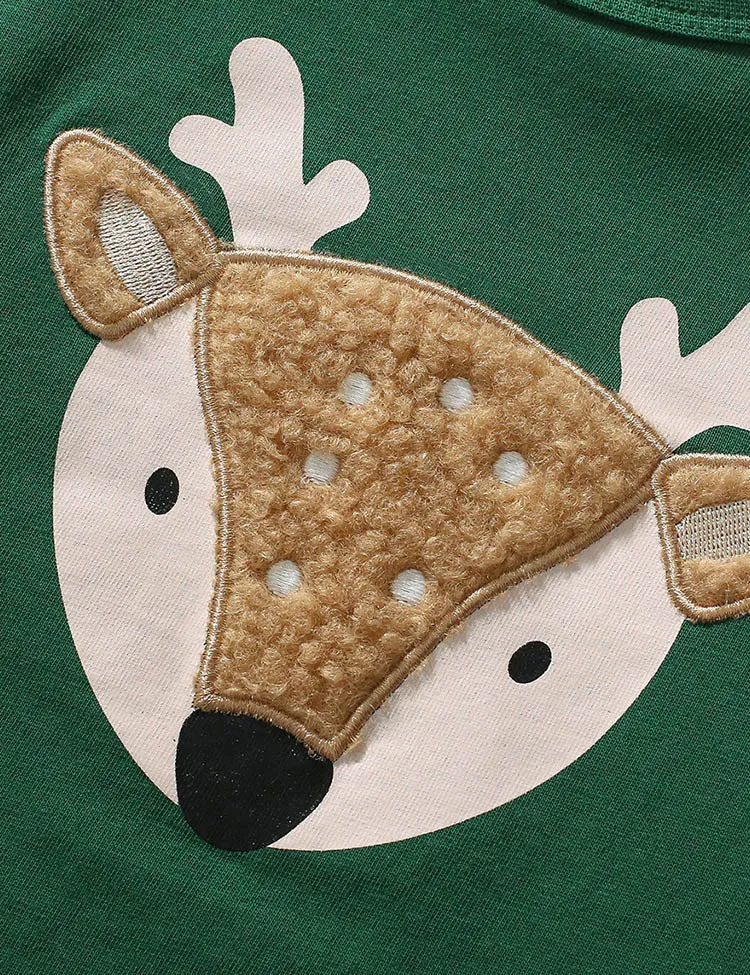 Fluffy Deer Appliqué T-Shirt - Image 2