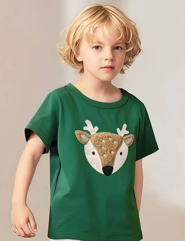 Fluffy Deer Appliqué T-Shirt - Image 4