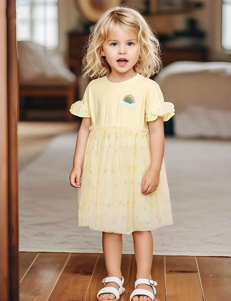 Fluffy Rainbow Appliqué Heart Tulle Dress - Image 2