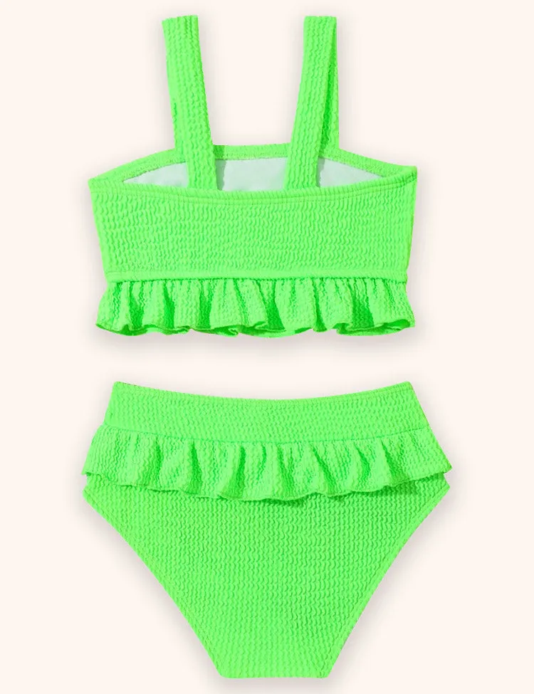 Fluorescent Color Split Swimsuit - Image 2
