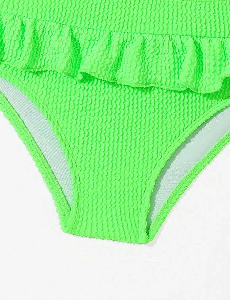 Fluorescent Color Split Swimsuit - Image 4