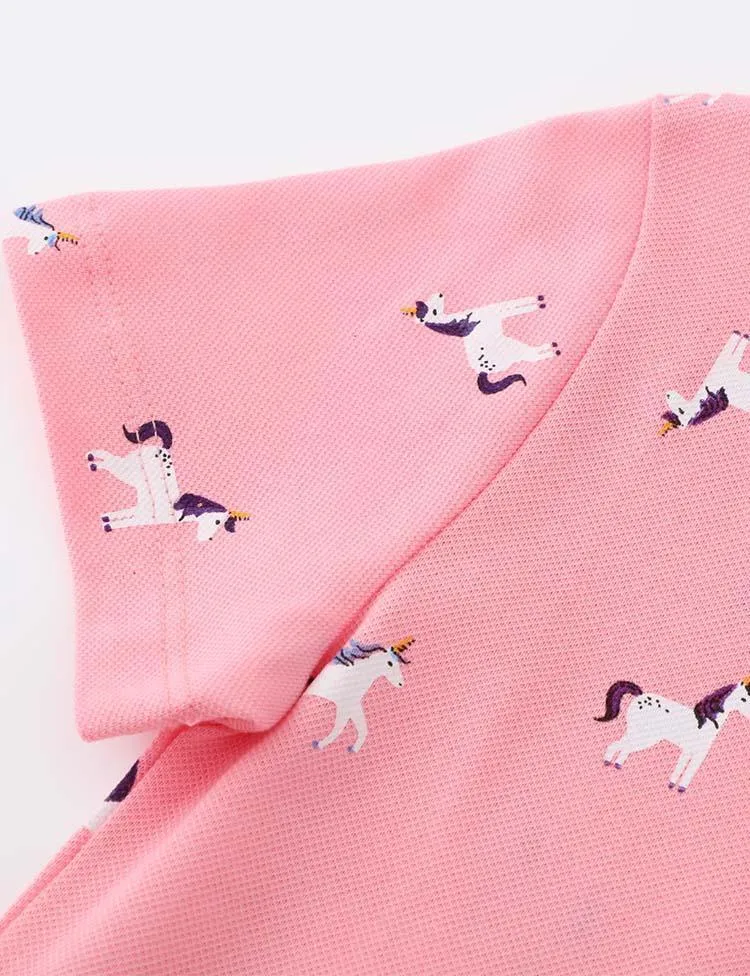 Full Printed Unicorn Polo Dress - Image 4