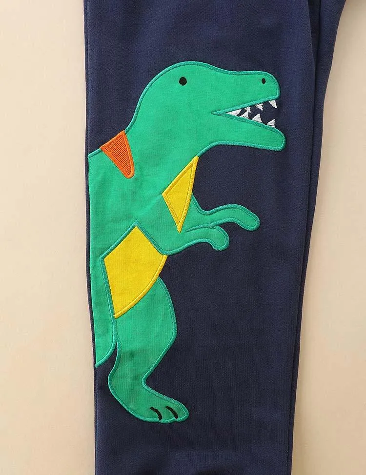 Funny Dinosaur Appliqué Sweatpants - Image 2