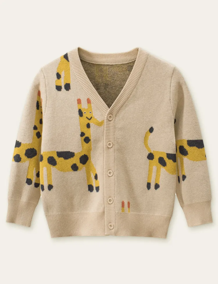 Giraffe Printed Sweater Cardigan