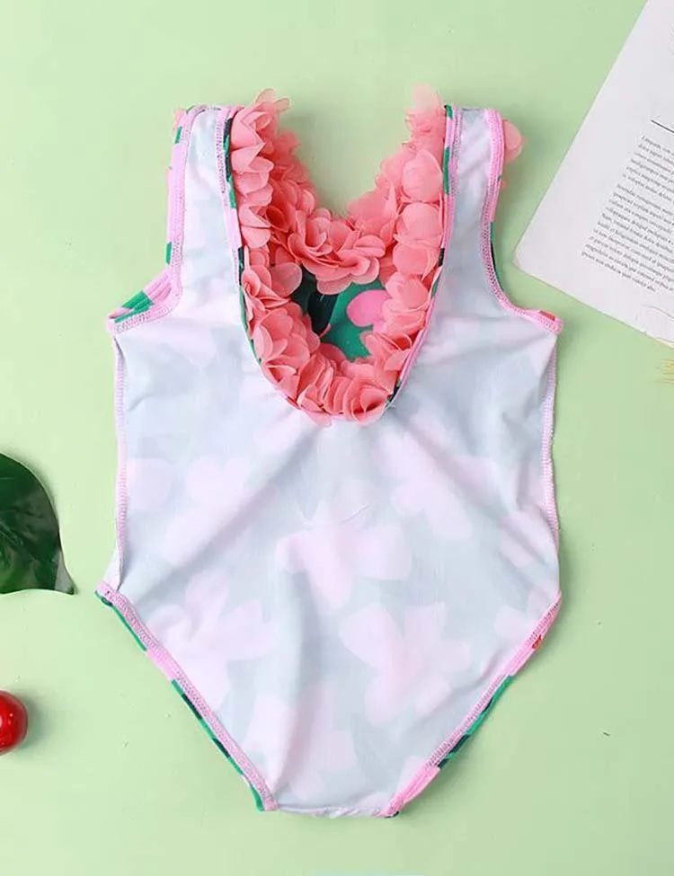 Girls' One-Piece Flower Swimsuit - Image 3