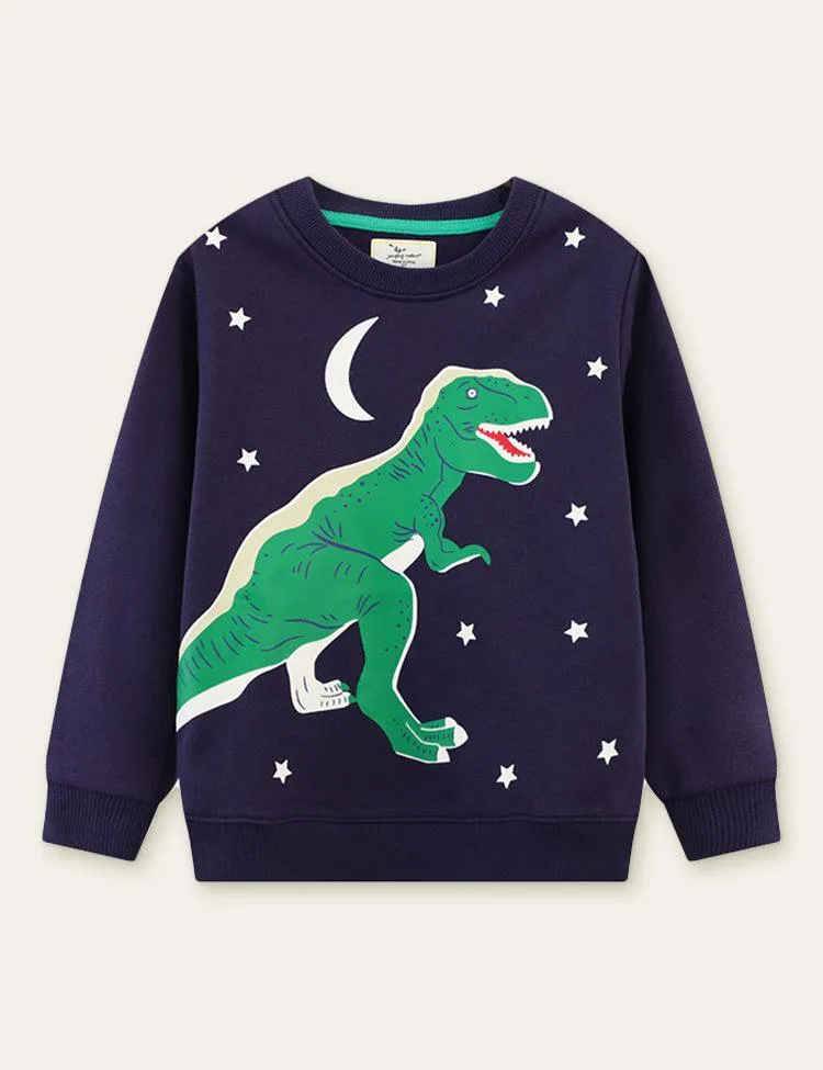 Glowing Dinosaur Printed Sweatshirt - Image 2