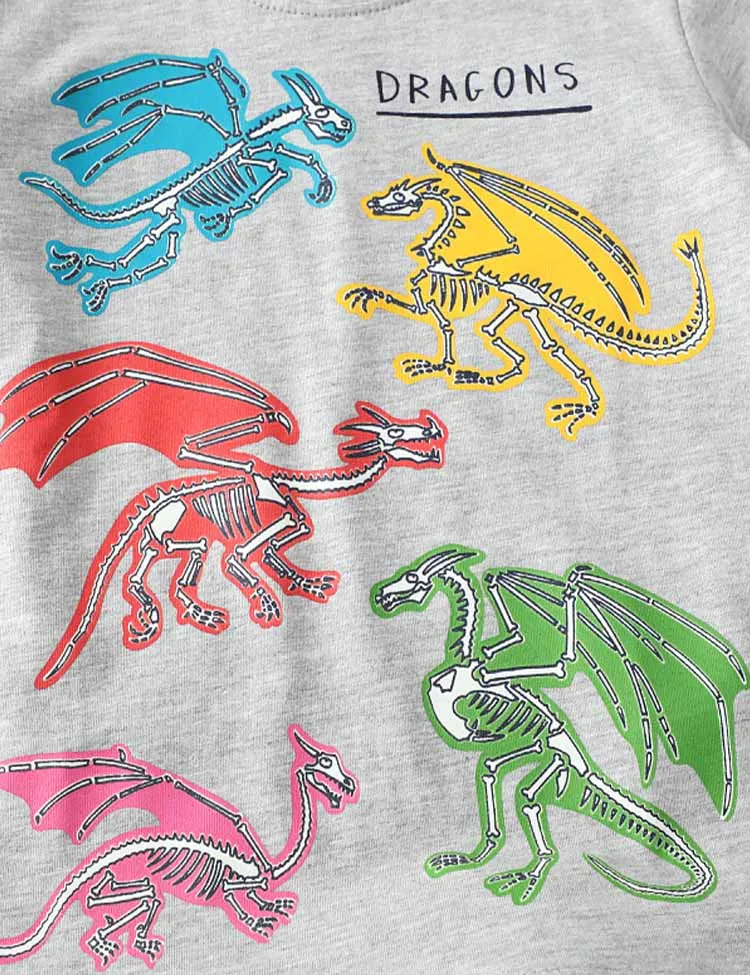 Glowing Dragon Printed T-Shirt - Image 2