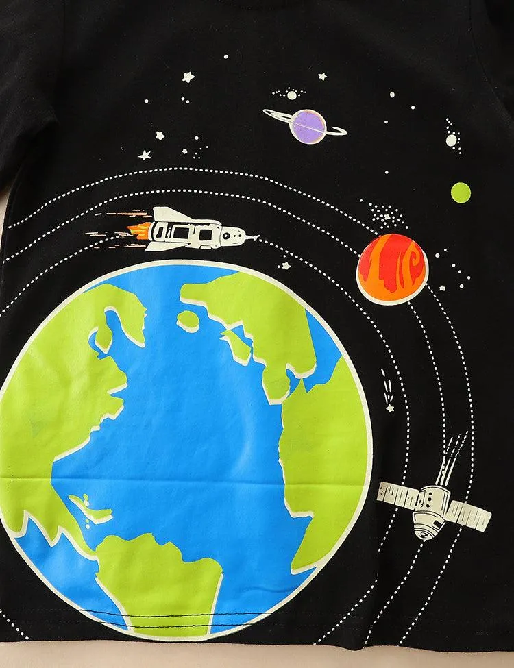 Glowing Space Astronaut Printed Long Sleeve T-shirt - Image 3