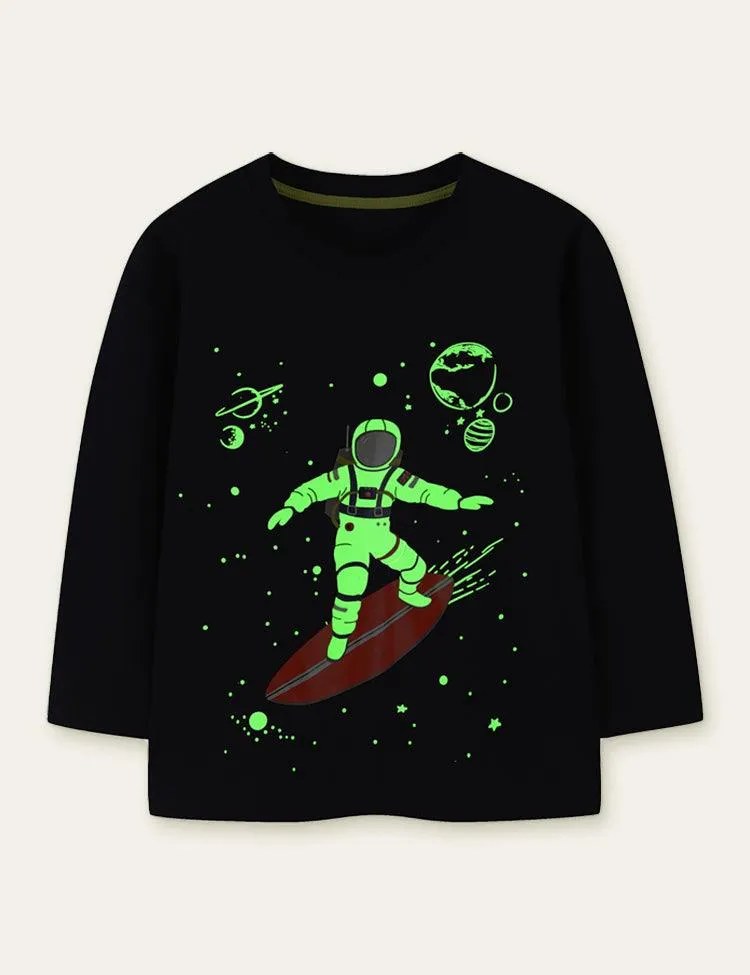 Glowing Space Astronaut Printed Long Sleeve T-shirt - Image 5