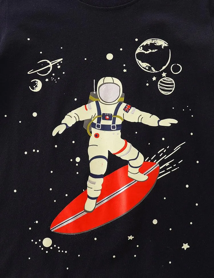 Glowing Space Astronaut Printed Long Sleeve T-shirt - Image 7