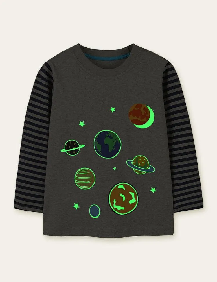 Glowing Space Astronaut Printed Long Sleeve T-shirt - Image 8