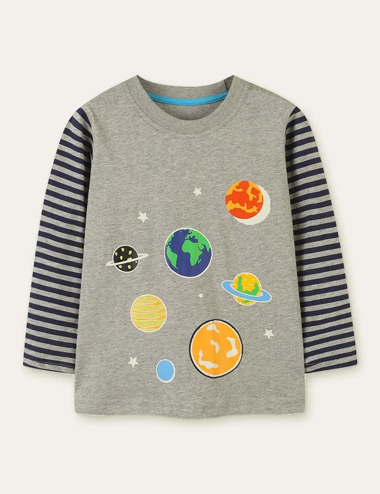 Glowing Space Astronaut Printed Long Sleeve T-shirt - Image 9