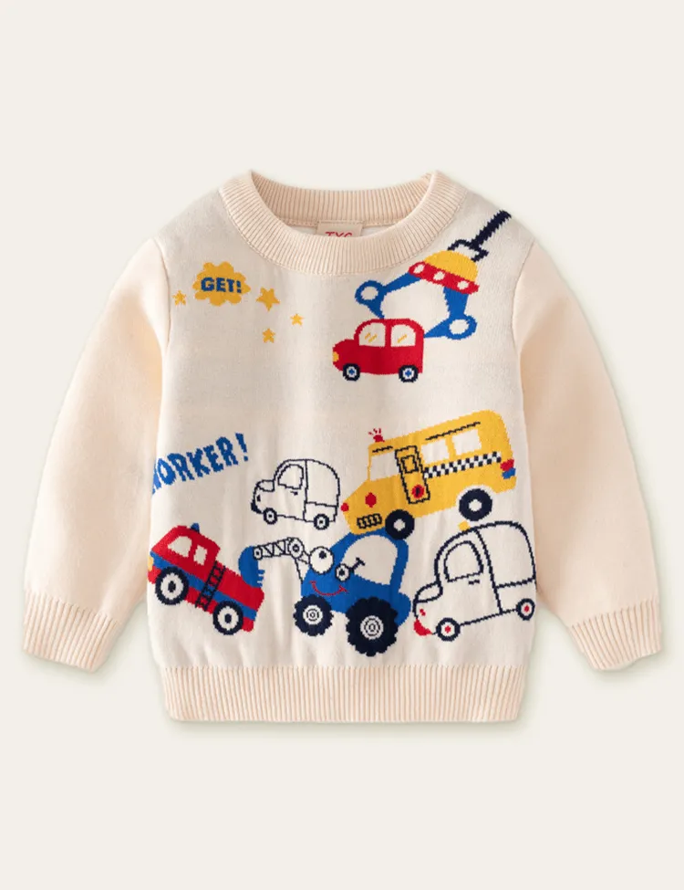 Grab Car Printed Long-Sleeved Sweater - Image 2