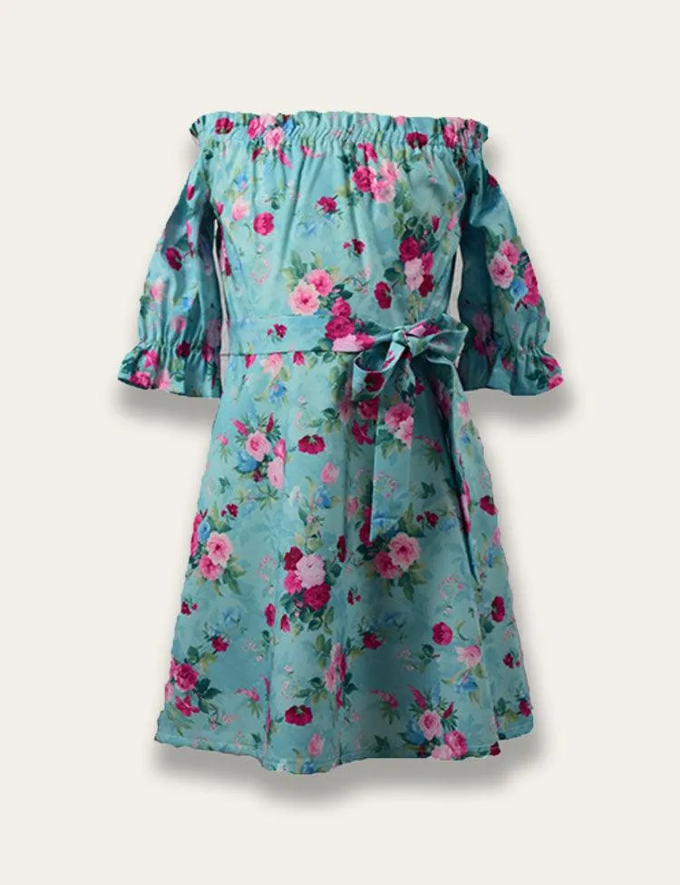 Green Floral Family Matching Dress - Image 2