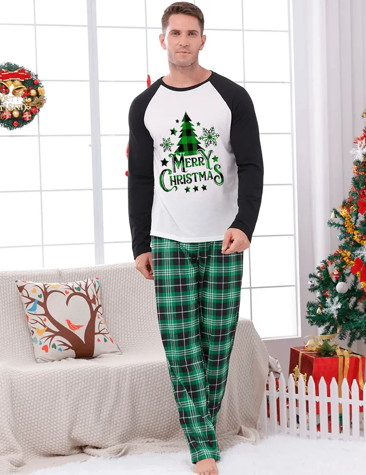 Green Plaid Christmas Tree Printed Family Matching Pajamas - Image 3