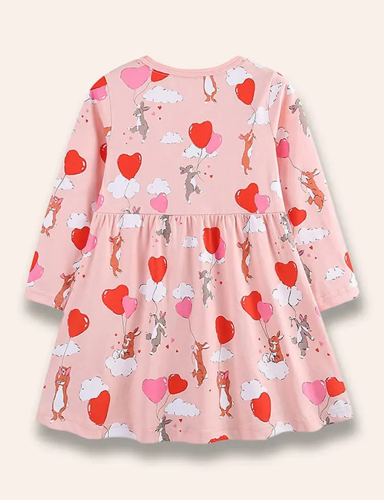 Heart Balloon Bunny Printed Dress - Image 2