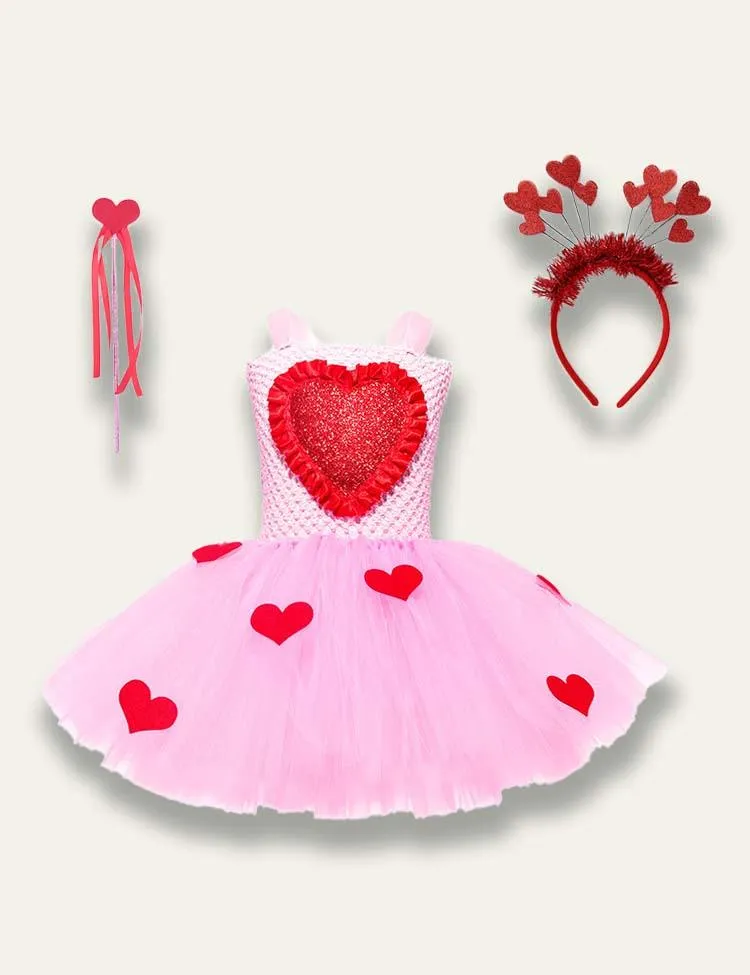 Heart Embroidered Tulle Princess Party Dress