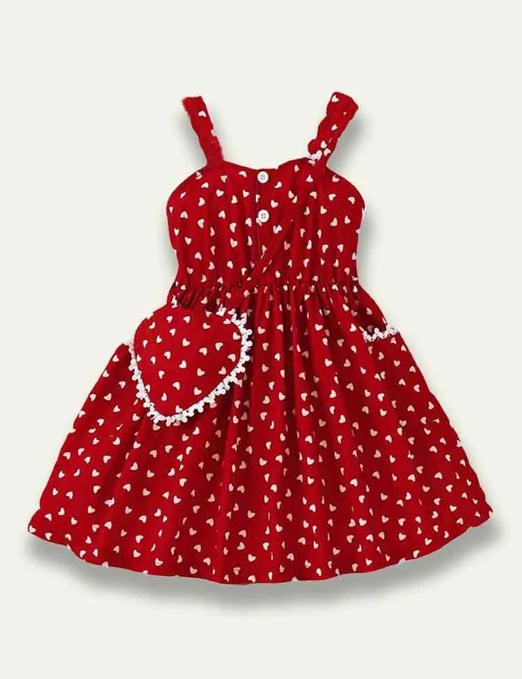 Heart Printed Lace Strap Dress