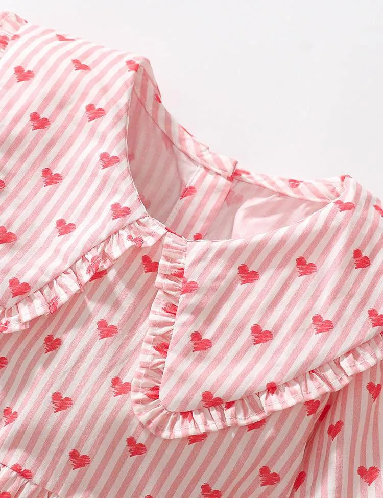 Heart Printed Long Sleeve Striped Dress - Image 2