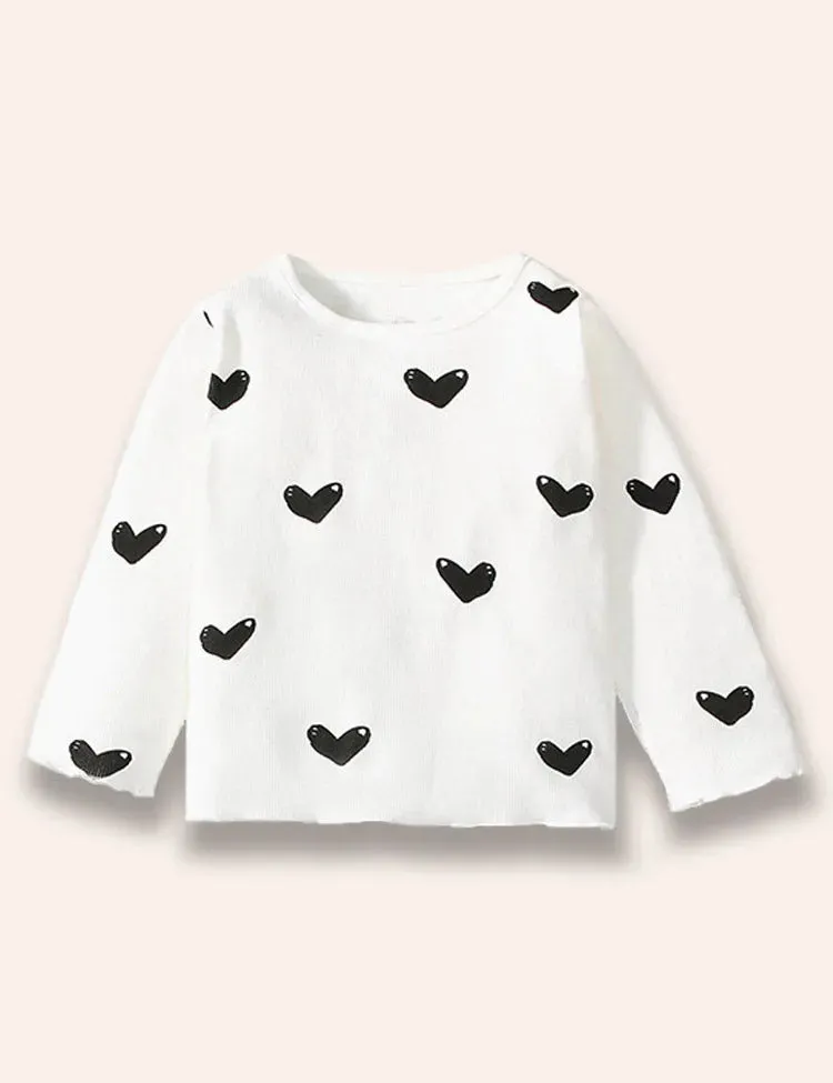 Heart Printed Long Sleeve T-Shirt Set - Image 2