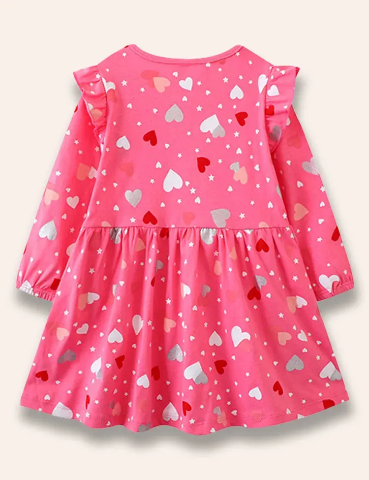 Heart Printed Ruffled Dress - Image 2