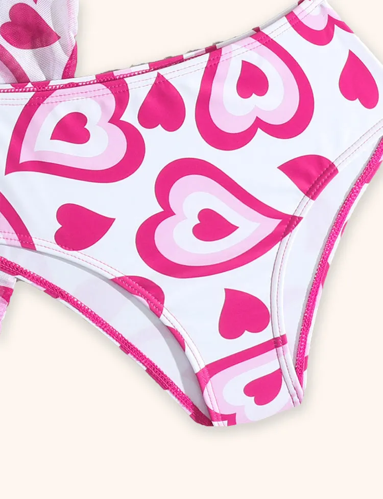 Heart Printed Split Bikini Swimsuit - Image 3