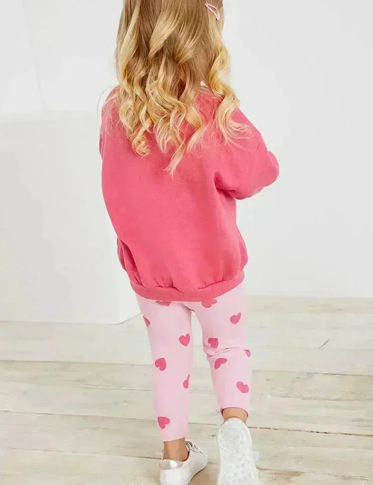 Heart Printed Sweatshirt Set - Image 4