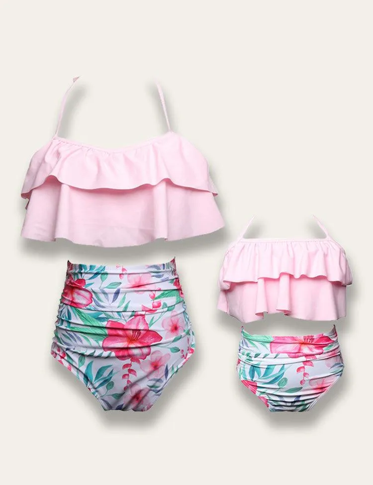 High Waist Ruffled Family Matching Swim Suit - Image 2